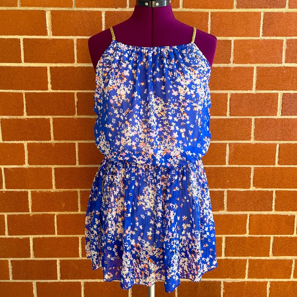 Floral Dress with Gold Accent Straps